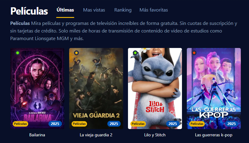 Imagen de la interfaz de usuario de Movie4K